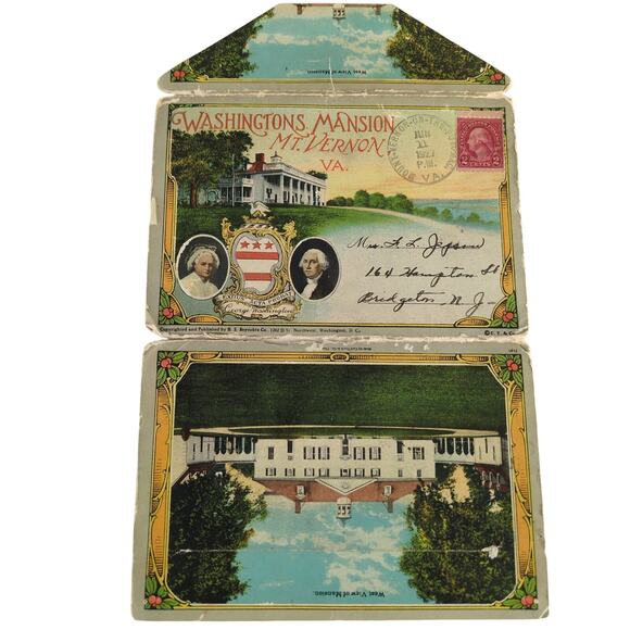George Washington's Mansion Mt Vernon Virginia 1920s Fold-Out Postcards VA 1927 - Picture 1 of 11